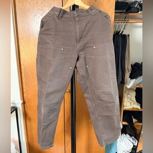 Men's Carhartt WIP Double Knee Brown Work Pants Size 34x32
